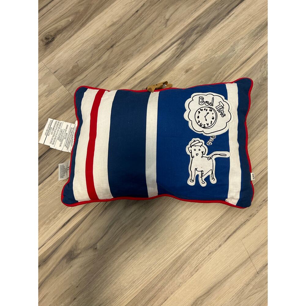 New With Tag Ellen Degeneres Doodle Dog Bed Time Pillow Striped Throw Pillow